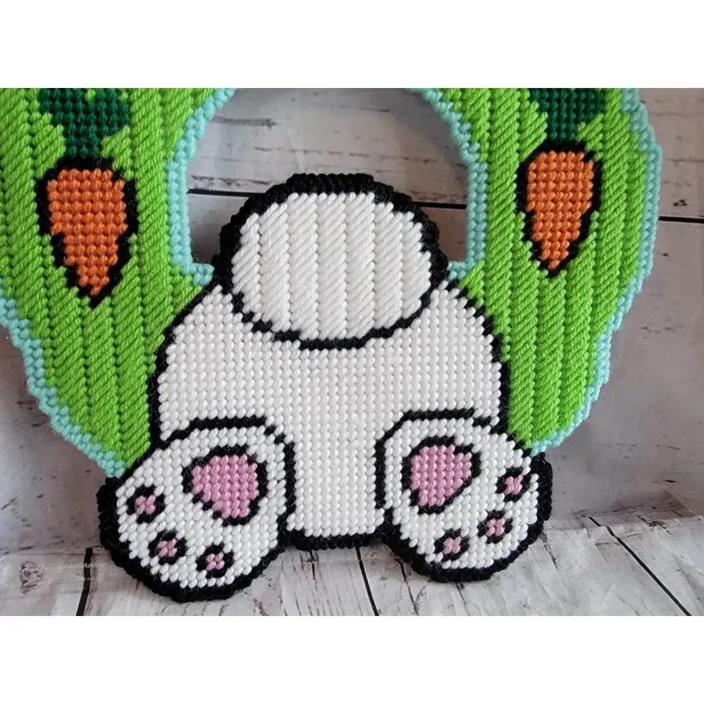 Easter Bunny Spring Wreath Plastic Canvas Wall/door Decor